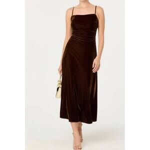 NEW ASTR valery velvet midi dress in brown